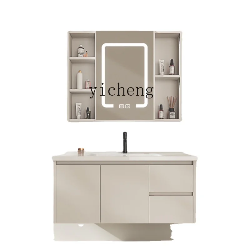 

Zf Modern Space Aluminum Bathroom Cabinet Combination Wash Bathroom Integrated Ceramic Basin