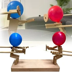 Balloon Battle Handmade Wooden Fencing Puppet Head Inflatable Wooden Fighter Fast Paced Balloon Battle Game for 2 Players