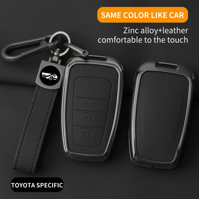 Zinc Alloy Car Smart Key Case Cover for Toyota Corolla Camry CHR Crown Prado Levin RAV4 2017 2018 2019 2020 Key Holder Protector