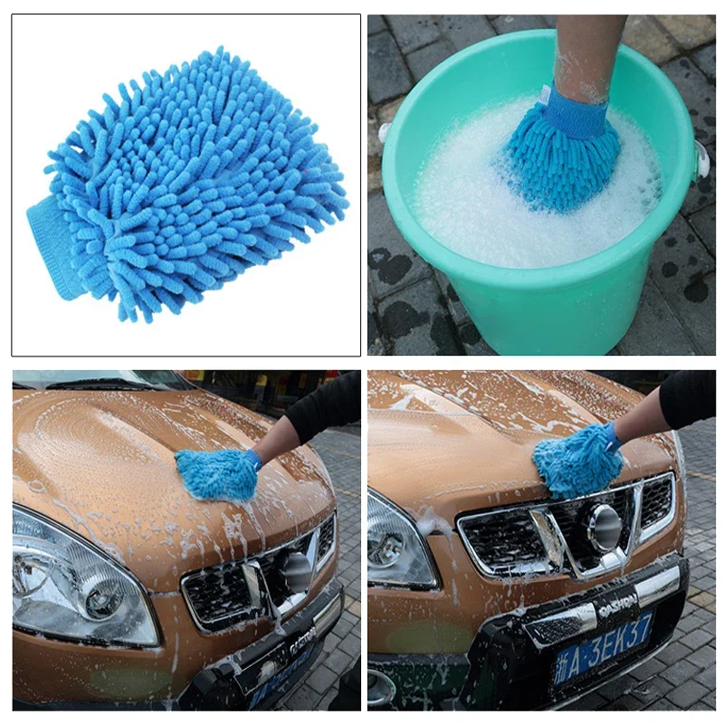 Car Wash Dusting Glove Soft Microfiber Gloves for Car Cleaning Towel Cloth Mitt Wax Detailing Brush Detailing Auto Cleaning Tool