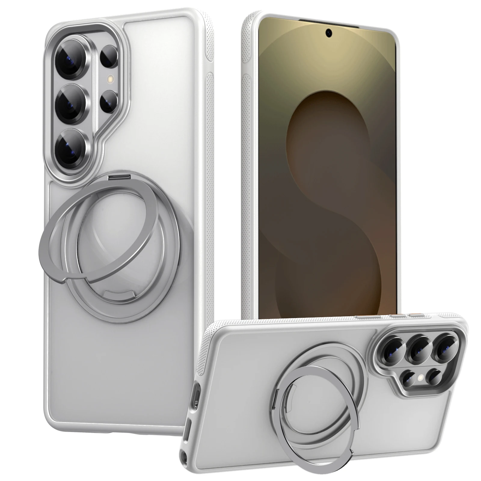 Translucide 360 °   Coque de téléphone magnétique avec support rotatif, étui Anti-chute pour Samsung Galaxy S25 S26 Ultra Plus, Charge sans fil