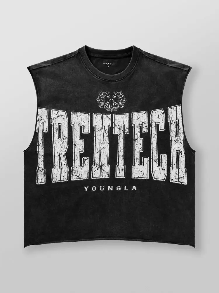 Chaozhou brand hot sales high street American retro washable old vest boys summer ins Chaozhou brand sports pure cotton sleevele image 6