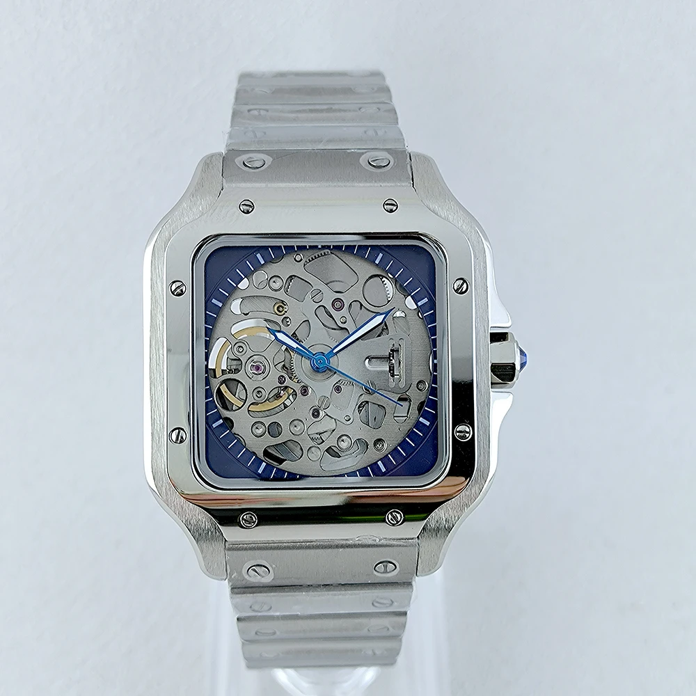 Men's 38mm NH70 Square Watch with Custom Logo 316L Case And Folding Buckle Automatic NH70 NH35 Movement Square Bracelet