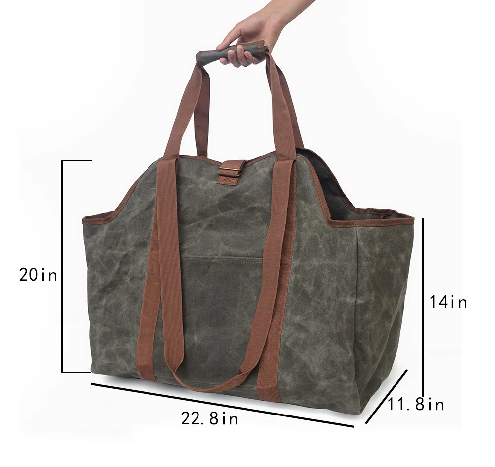 Outdoor Camping Multi-function Handbag Large Capacity Waterproof Canvas Logging Bag Timber Storage Bag Firewood Storage Bag