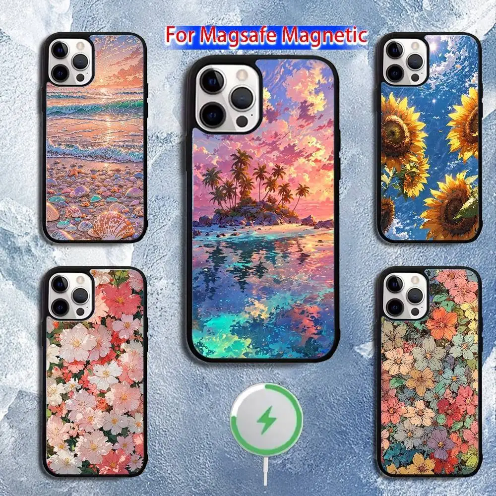 

Colorful Small Floral Phone Case For iPhone 16,15,14,13,12,11,Pro,Max,Plus,Mini,Magsafe,Magnetic Wireless Charging Case