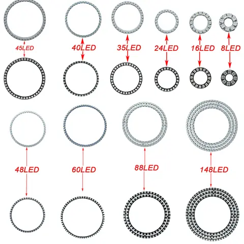 WS2812B Addressable LED Pixel Ring 8 to 241Leds WS2812 5050 RGB LED Diode Ring Color IC Built-in LED
