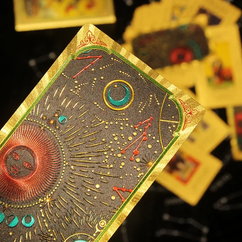 Plastic Waterproof Tarot Golden Foil Tarot Cards Full English Edition Magician Tarot Deck Board Game  English Rules