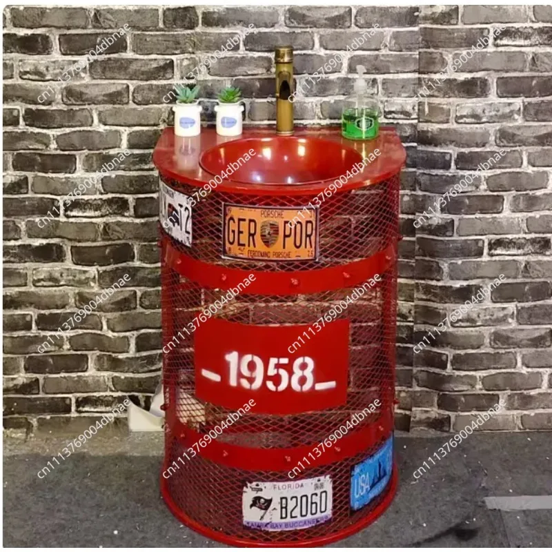 Internet-famous creative art pillar sink retro industrial style colorful washbasin bar personality minimalist washbasin