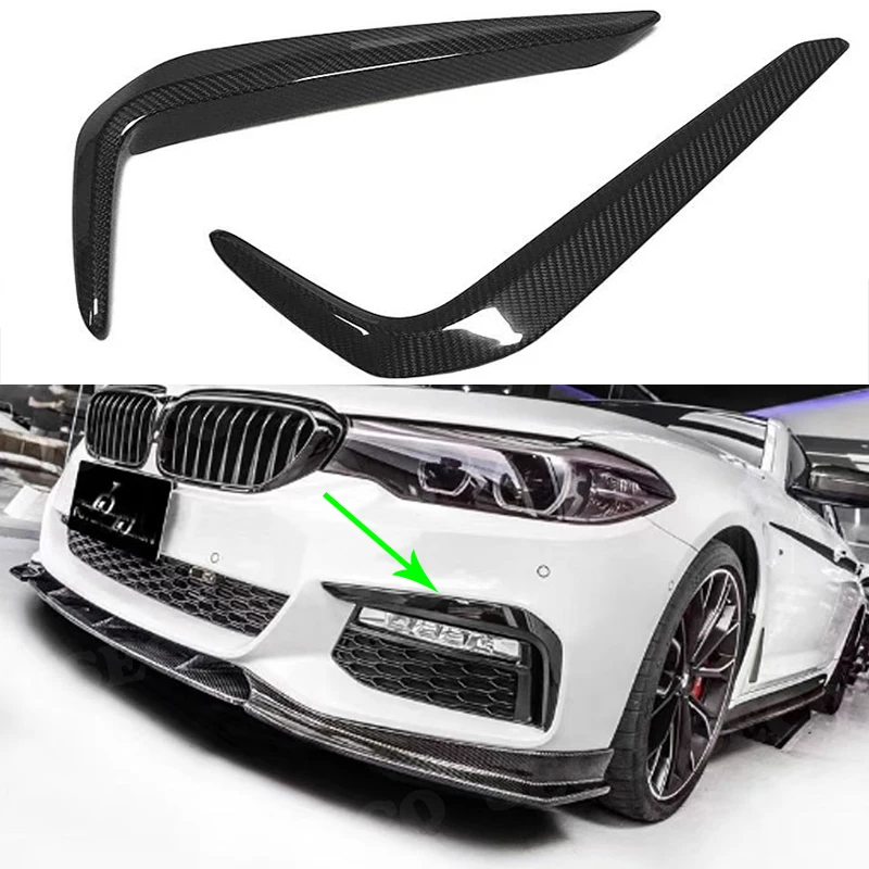 

For BMW G30 M Sport Real Carbon Fiber Car Front Air Vent Decoration Fog lamp Trim Splitter Spoiler 2016-2019 Car Accessories