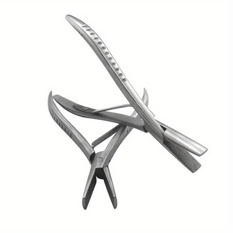 1 Pcs 7 Inch Flat Teeth Silver Stainless Steel Clamp Hair Extension Plier with Smooth Grooves for Keratin Hair Extensions Tools