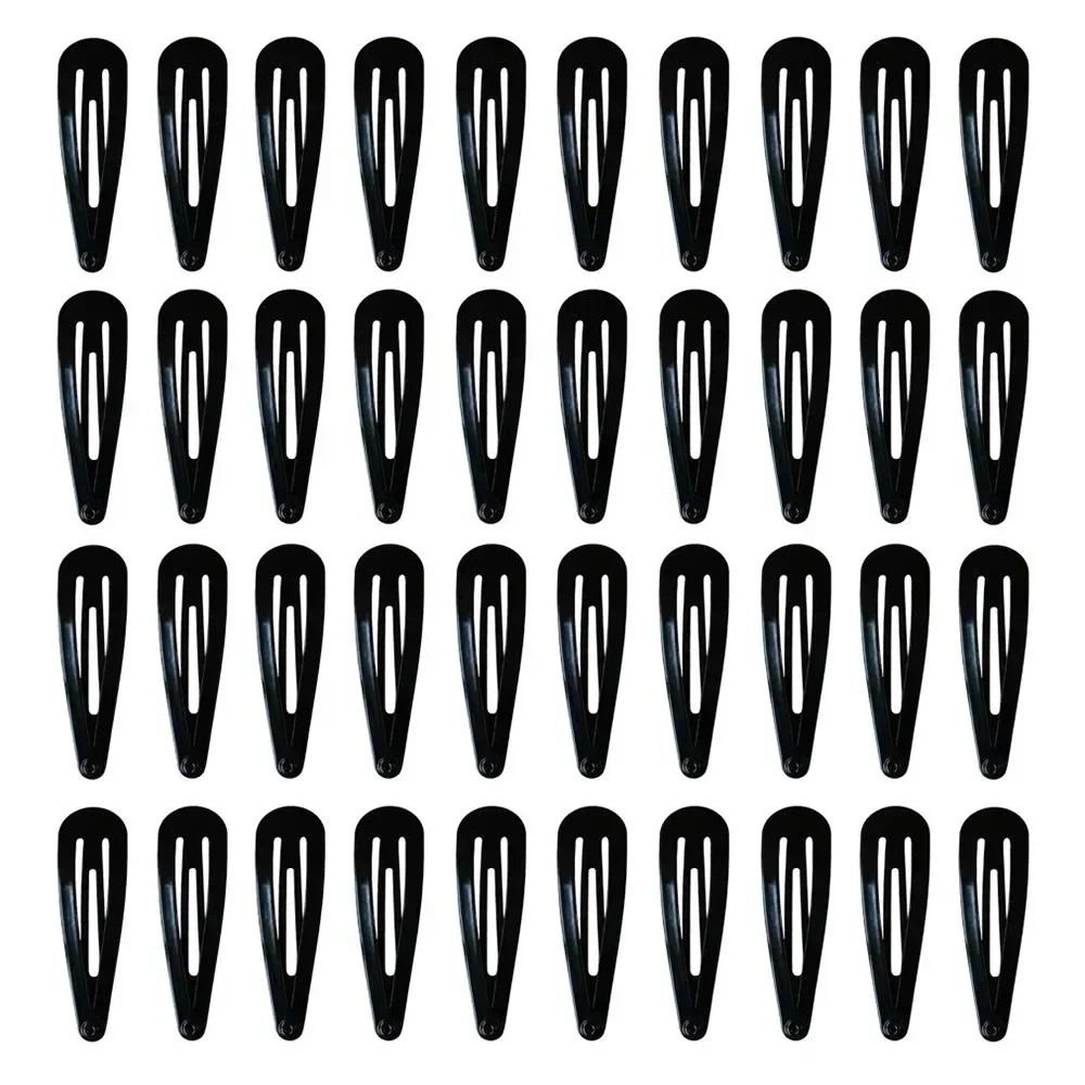 

40pcs Solid Color Multicolored Metal Snap Hair Clips 2 Inch Barrettes for Women Accessories