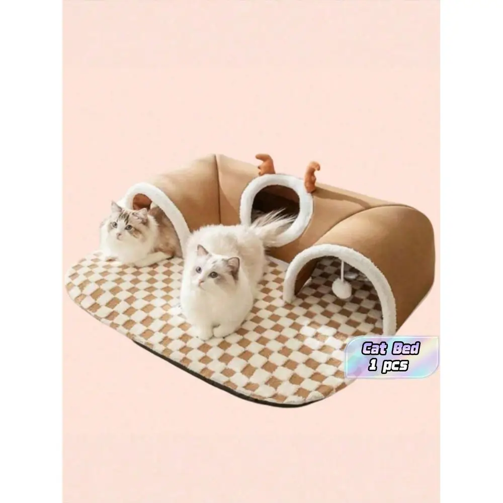 

Indoor Cat Tunnel Bed, Suitable For Multiple Cats, Small Cat HideAndSeek Tunnel Bed, Cat Tunnel With Ball Toy Included, Detacha