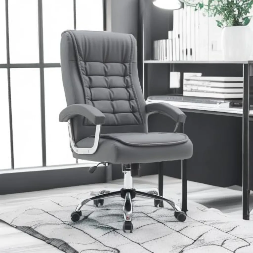 Executive Office Chair Adjustable Leather Chair High Back Swivel Office Desk Chair with Padded Armrest 350lbs