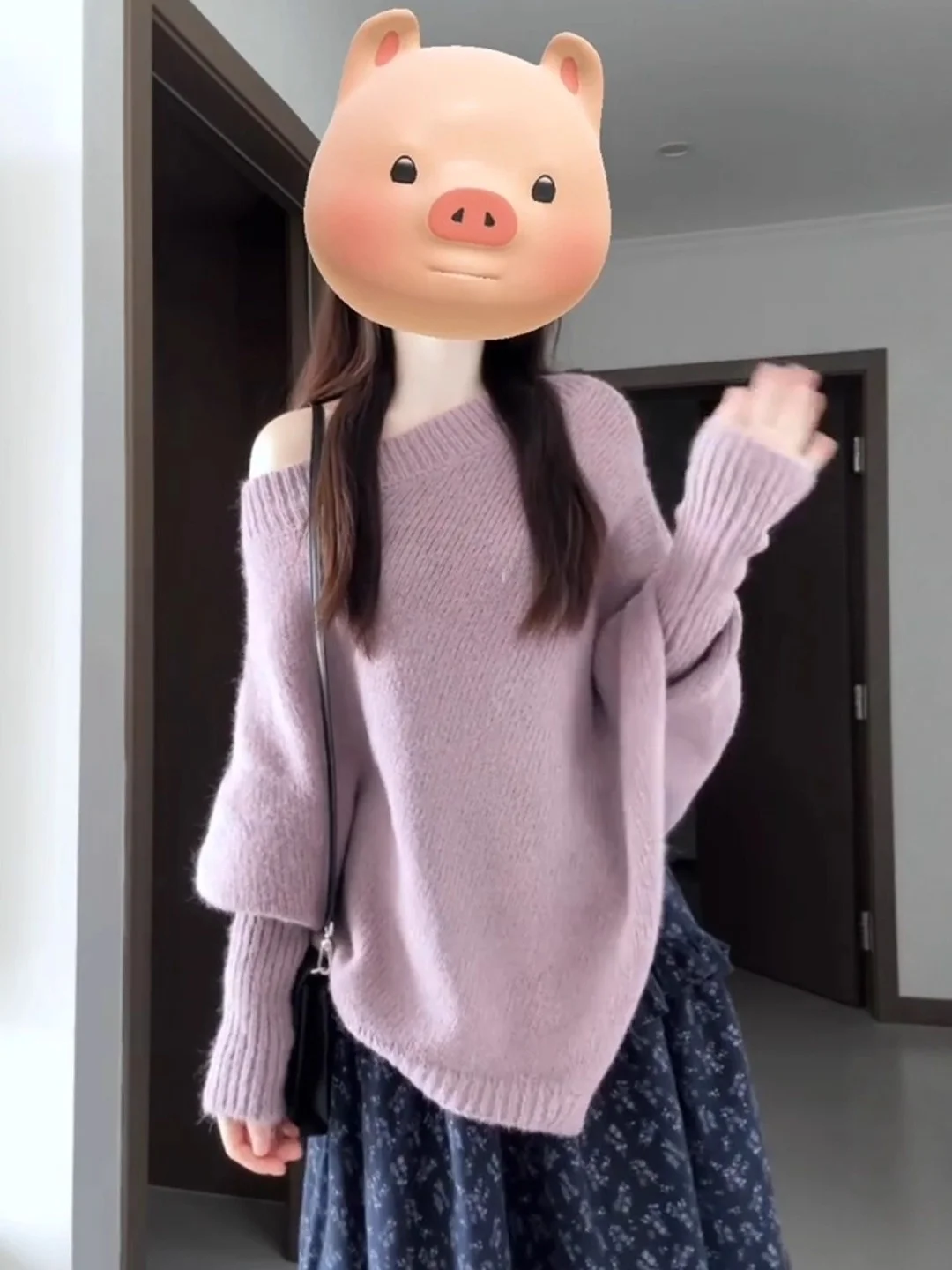 

Свободный женский свитер Long Sve, осенне-зимний удобный вязаный топ, милый асимметричный воротник, расслабляющий, модный