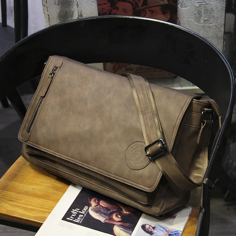 

Ретро сумка через плечо, мужская сумка-мессенджер большой вместимости, сумки с клапаном, винтажный дизайн, мужские сумки через плечо, мужская сумка на ремне