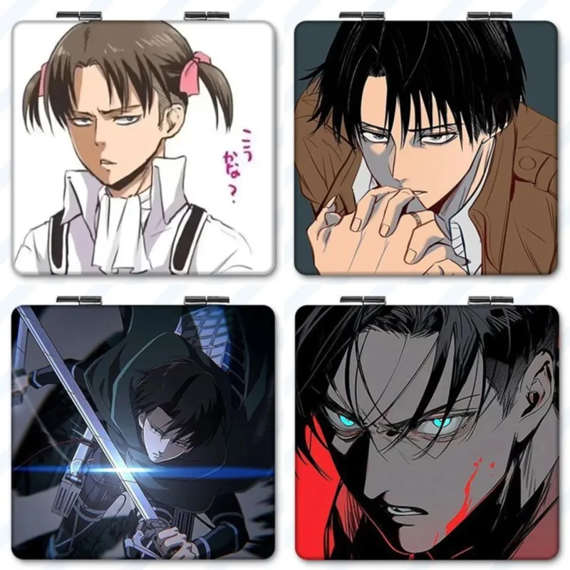 7×6cm Attack On Titan,Shingeki no kyojin,Folding Double-sided Makeup Mirror, Anime Cute,Portable Travel,Girls,Magnifying, Square