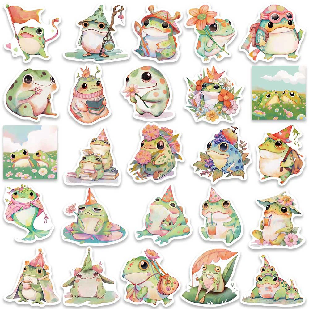 10/30/50pcs Kawaii Funny Frog Animal Stickers Cute Cartoon Kids DIY Sticker Toy Stationery Laptop Phone Graffiti Decals Packing