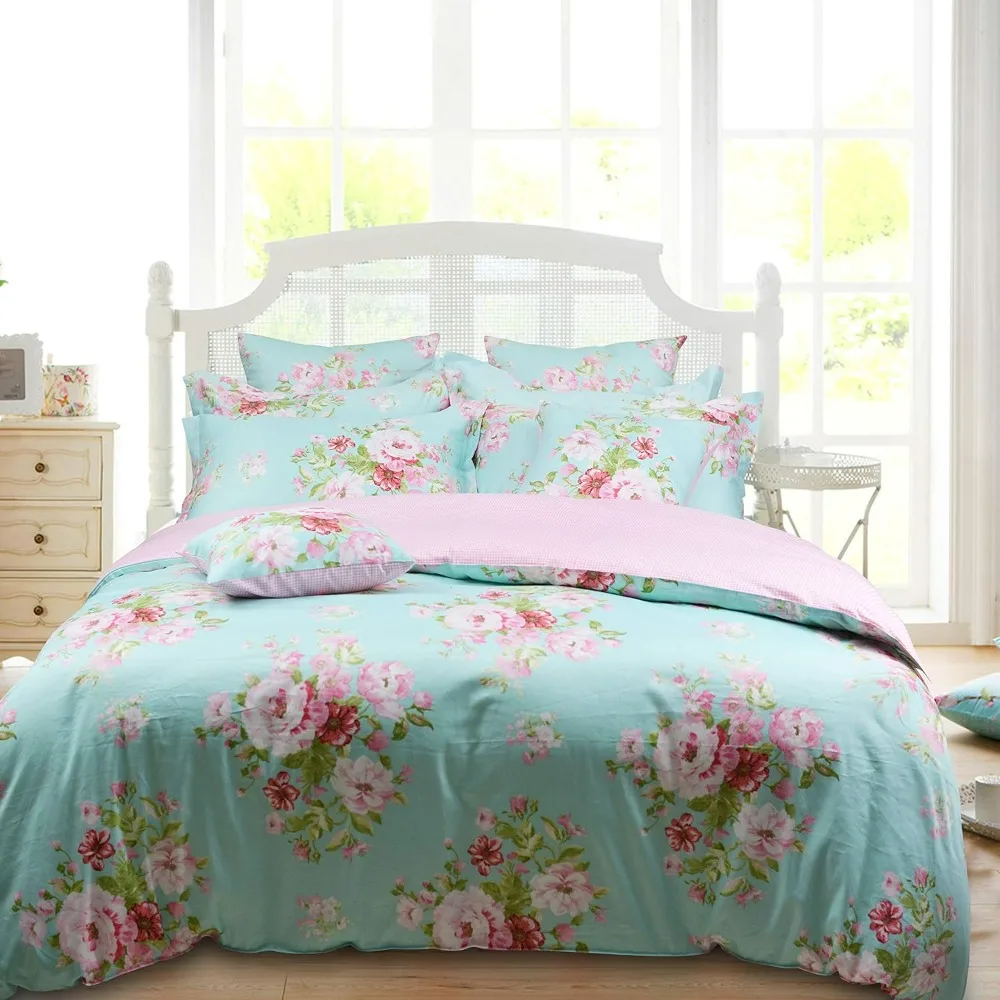 

Outdated floral duvet cover, pink mesh cotton, 3-piece set with hidden zipper, 1 duvet cover and 2 pillowcases, extra large