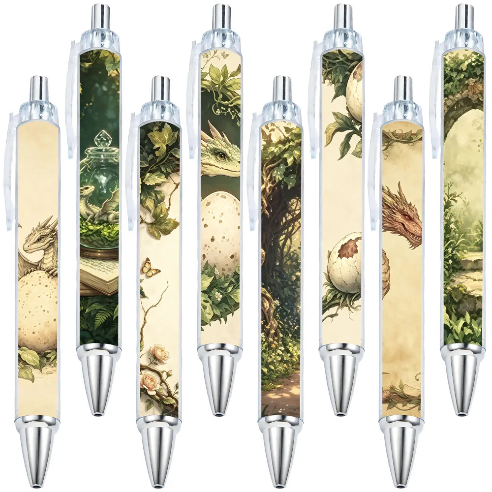 12 pieces of retro mystery theme neutral pens - press-type writing pens - patterns are random