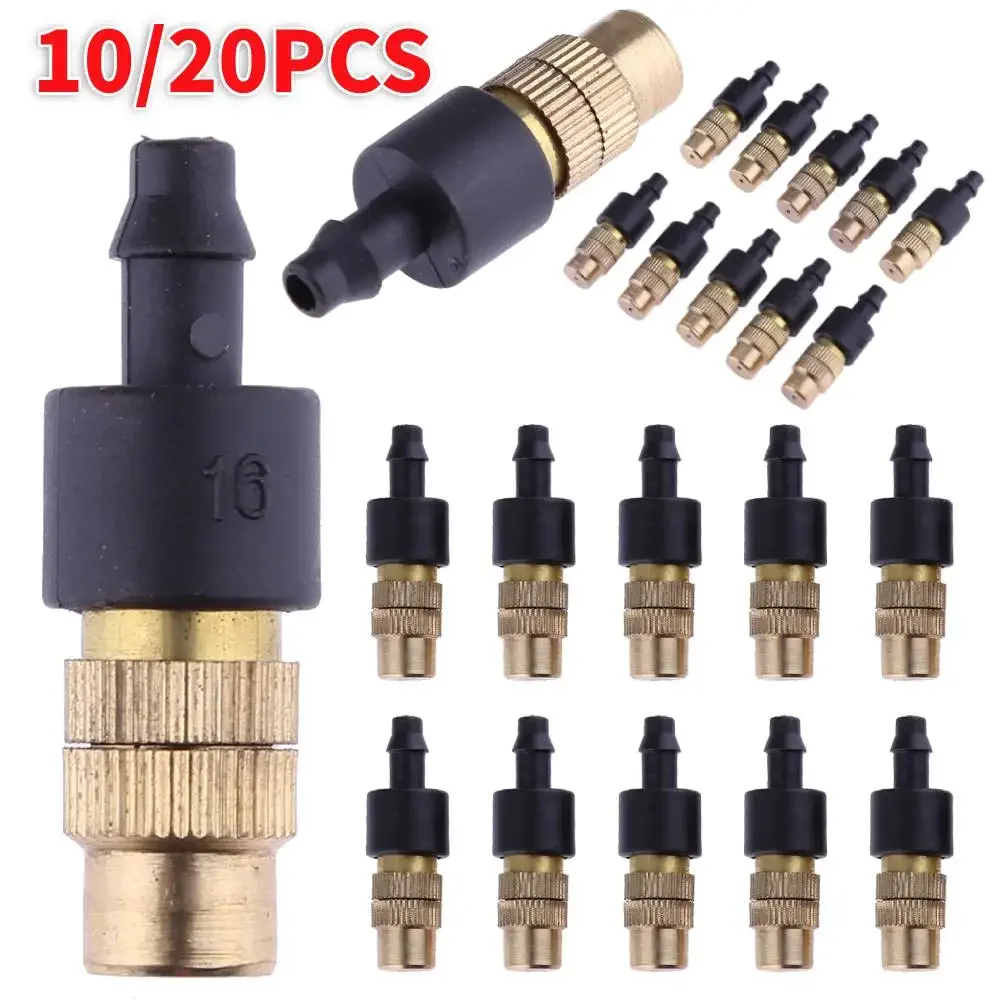 20/10pcs 4/7PVC Outdoor Misting Cooling System Garden Irrigation Watering Brass Atomizer Adjustable Garden Micro Sprinklers