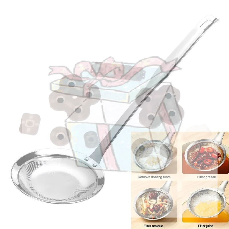 【CC】316 Stainless Steel Fat Skimmer Spoon Fine Mesh Grease Foam Removing Oil Dregs Fishing Percolator Fried Food Net Strainer