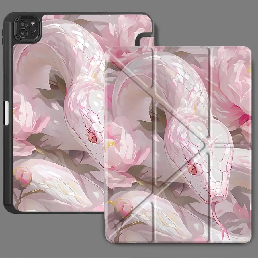 

Holder Cover Tablet Case For iPad Pro 11th 10th 9th 8th 7th 12.9inch Pro 2025 Air 4 5 M3 M2 M4 11inch Mini 6 7 Pink Snake