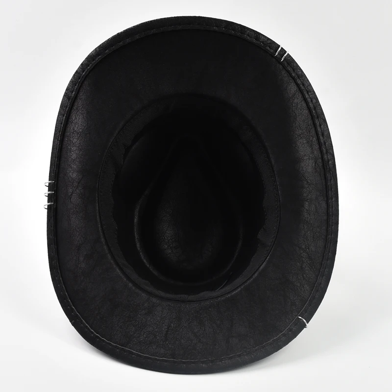 Vintage Kunstleder Western Cowboy Hut für Männer handgemachte Gentleman Jazz Hüte Panama Cowgirl Hut Sombrero Hombre – Detail 9