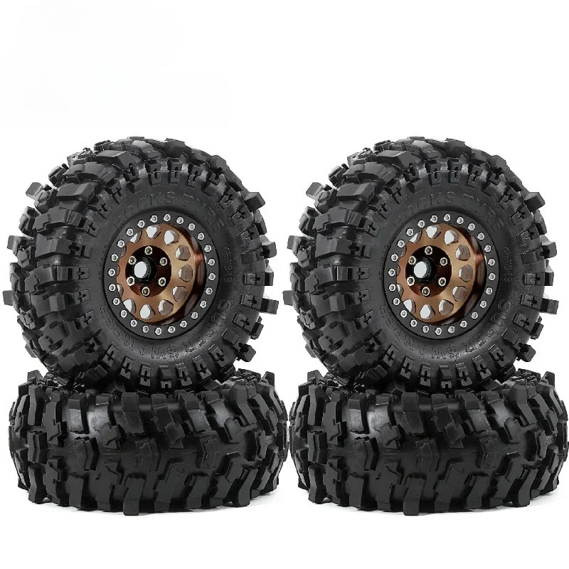 RS RC 118mm Metall 1,9" Beadlock Felgen- und Gummireifen-Set für 1/10 RC Crawler Auto Trxs TRX4 RC4WD D90 Axial SCX10 II III MST