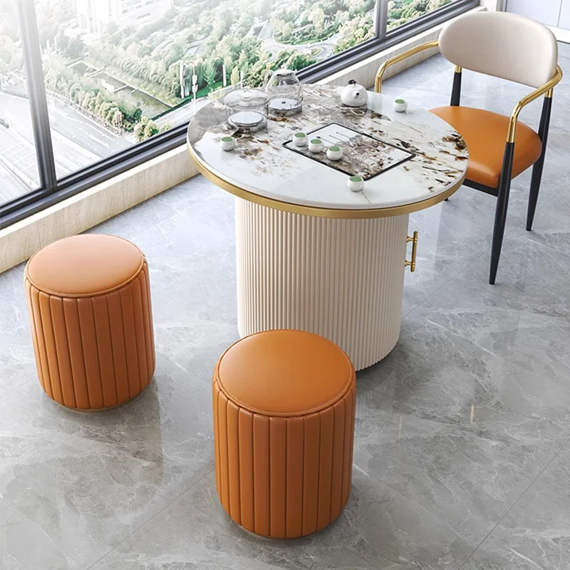 custom. [5578 People Collected] Balcony Tea Table and Chair Set 2025 New Model Home Small Tea Table Rock Slab Light Luxury Moder