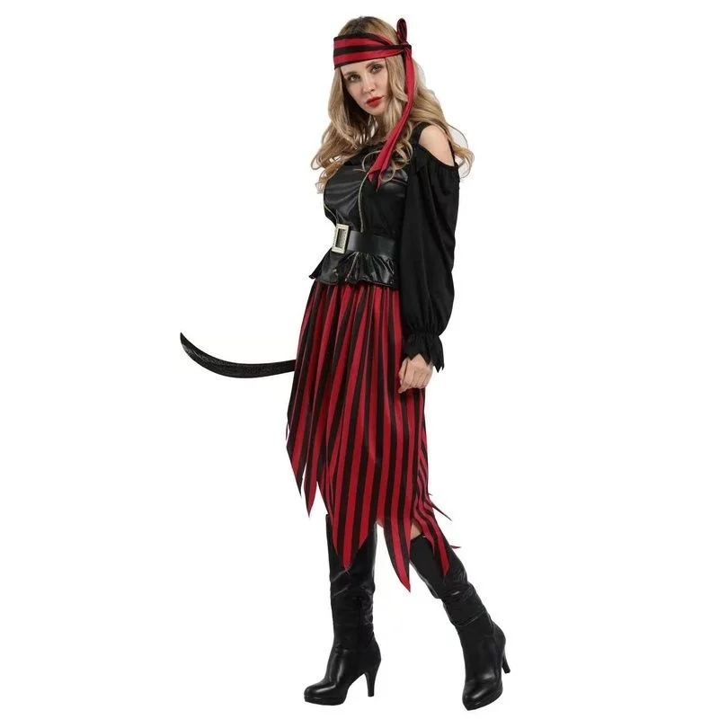 Kostium piratki dla dorosłych kobiet, przebranie na Halloween, strój na wieczór panieński, tradycyjny chiński strój etniczny, strój sceniczny, wiosna, bez marki, niezarejestrowany.