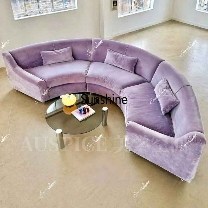 YYMedieval design curved large corner sofa velvet module combination semicircular living room
