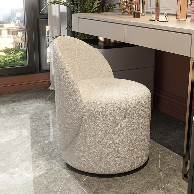 

Nordic Lamb Cashmere Makeup Chair Modern Design Living Room Armchair Small Round Stool Furniture Bedroom Dresser Stools Armchair