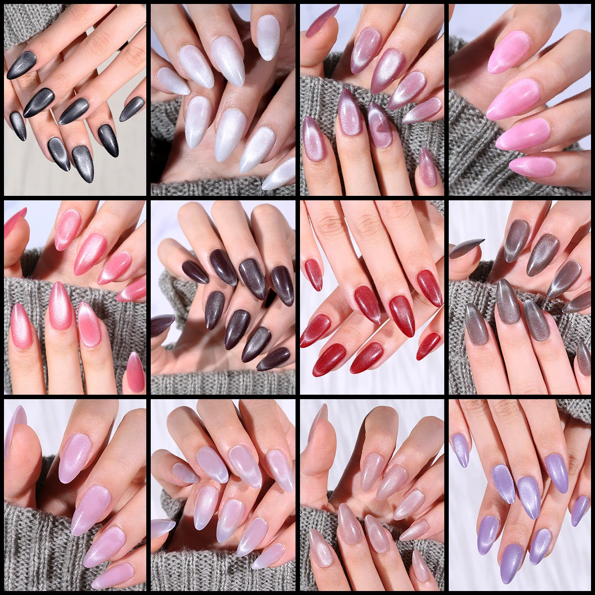 

30pcs 12 Colors Fake Nail Multi-size False Nail Press On Acrylic Nails Almond French Wearing Armor Removable Convenient