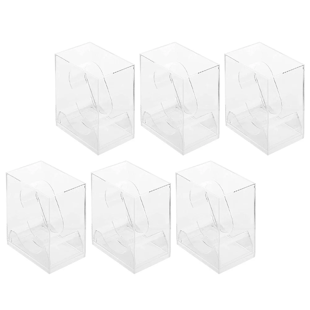 6 قطعة حافظة ساعة مربعة حامل ساعة شفاف مع حامل مدمج مضاد للخدش مادة قوية صندوق مجوهرات محمول عرض أنيق #6
