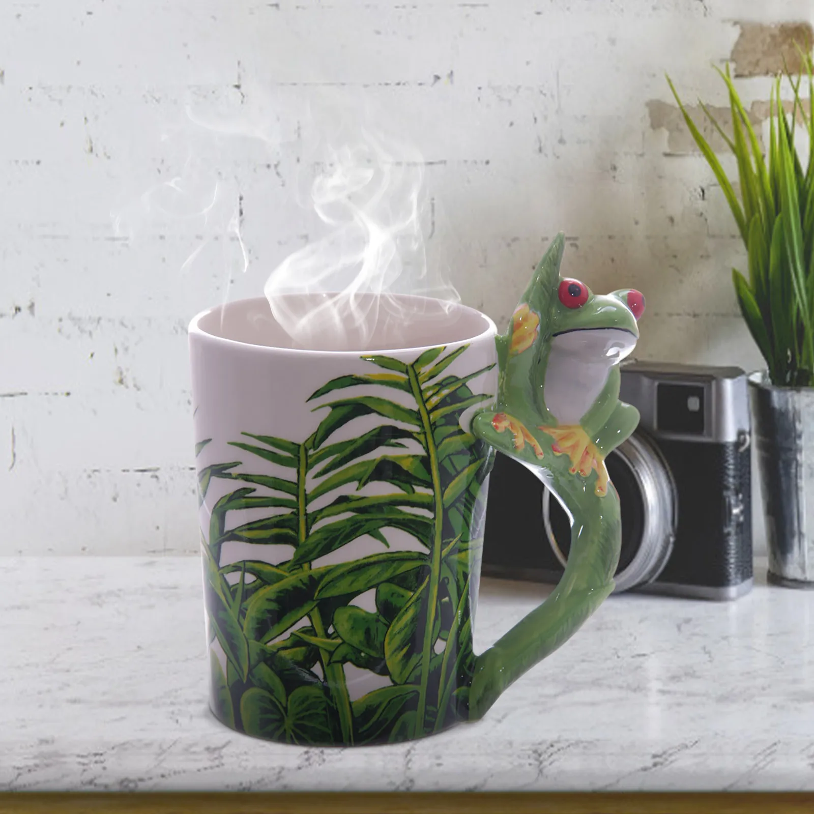 3D Stereoscopic Animal Ceramic Coffee Cup Office Afternoon Tea Mug Breakfast Milk Mug Home Decoration Frog Shape Water Cup