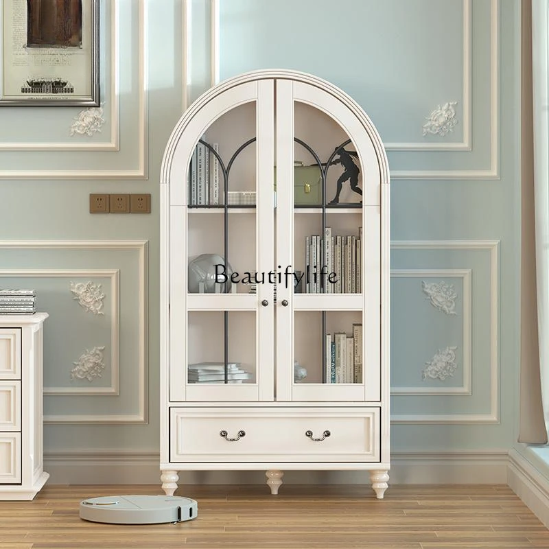 

**Retro light luxury glass door door door wine cabinet storage display cabinet