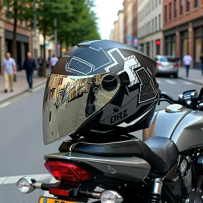 ORZ Motorcycle Helmet DOT Certification Double Mirror Universal Half Helmet Four Seasons Village Riding Cascos Para Moto 헬멧반모
