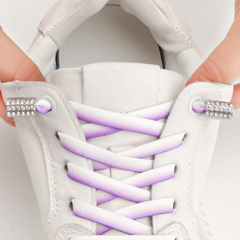 No Tie Shoe Laces Diamond Lock Shoelaces Without Ties Elastic Gradient Laces for Sneakers Kids Adult  Flat Shoelace for Shoes