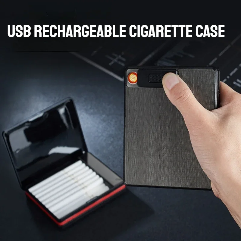 

New Thick Cigarette Case with USB Charging Cigarette Lighter, Moisture-proof and Pressure-resistant Men's Cigarette Accessories