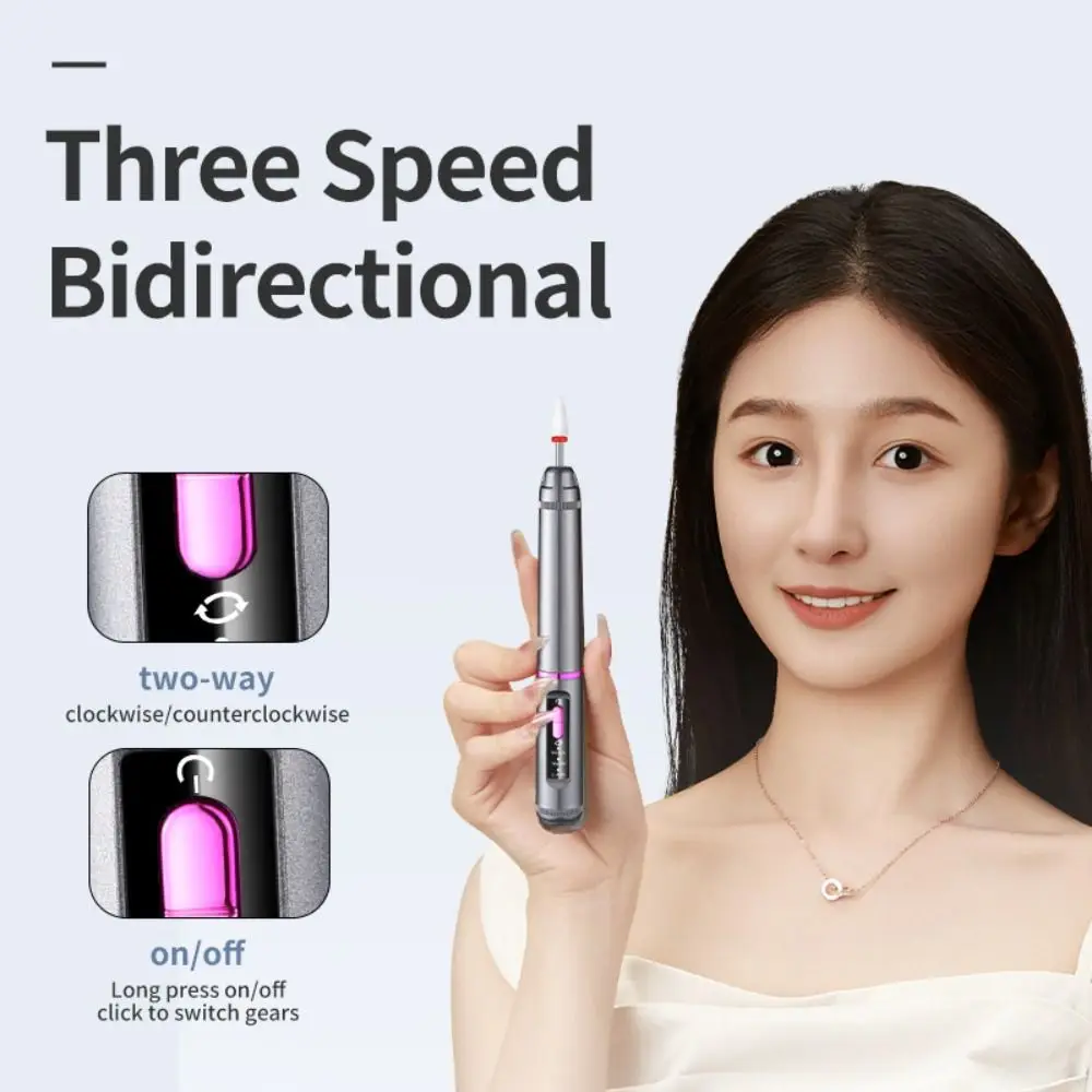 

High-Speed Electric Nail Drill Machine Portable Professional Nail Removal Tool with Drill Bits 3 Gears Sanding File Pen