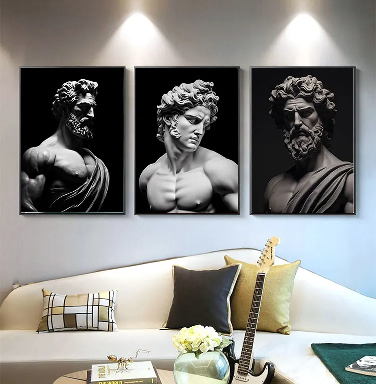 Historic Sculptures Knowledge Scholar Character Wall Art Canvas Painting Vintage Poster Wall Pictures Living Room Home Decor