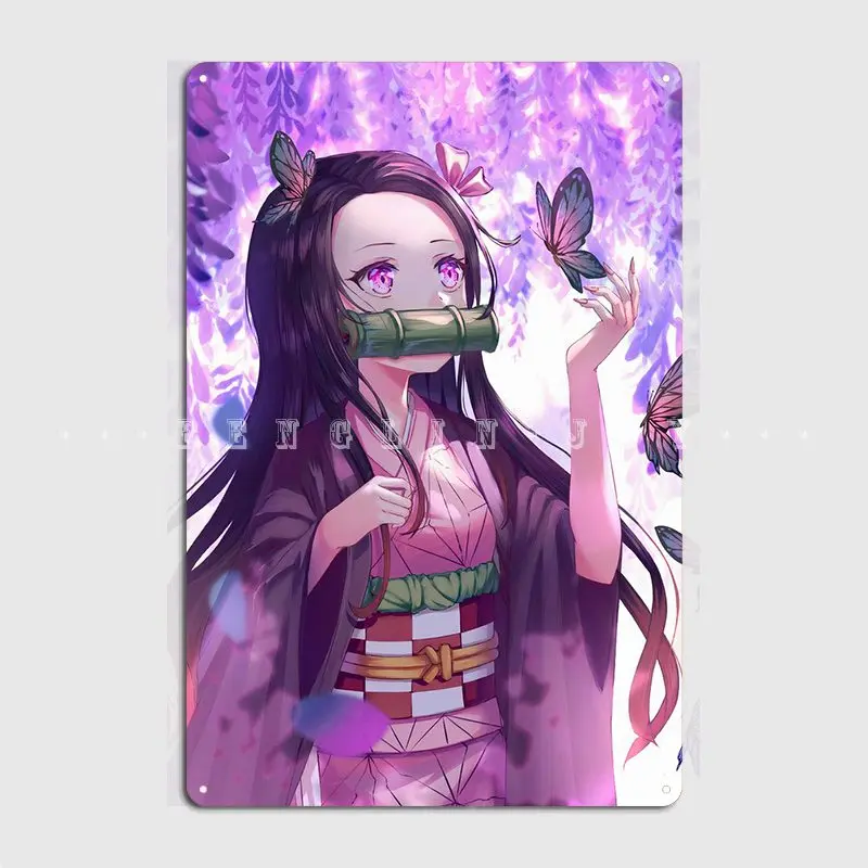 Nezuko Demon Slayer Metal Sign Club Home Pub Garage Vintage Wall Decor Tin Sign Posters