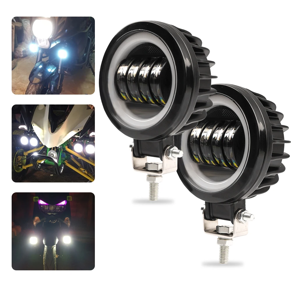 New 12V 24V Waterproof LED Light Bar Off-Road 40W LED Work Light 4 LED Angel Eye Light Bar for SUV ATV Truck Boat 4x4 Motorcycle