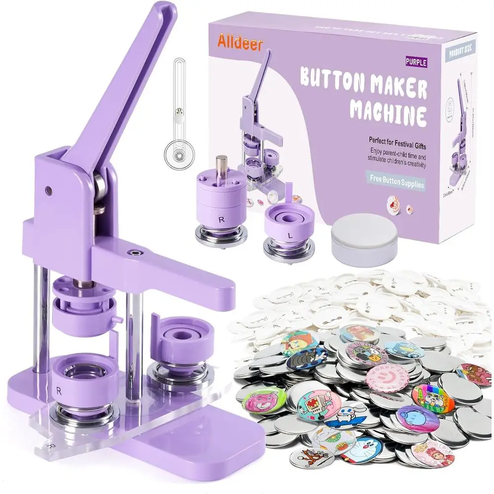 

32mm DIY Button Press Kit with 100 Plastic Badge Sets for Creative Projects