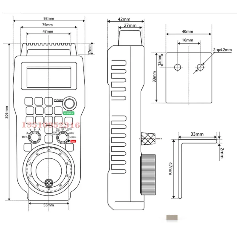 XHC WHB03B/WHB04B CNC wireless handwheel Mach3 4 axis 6 axis MPG suspension hand wheel USB remote control 40m receiver