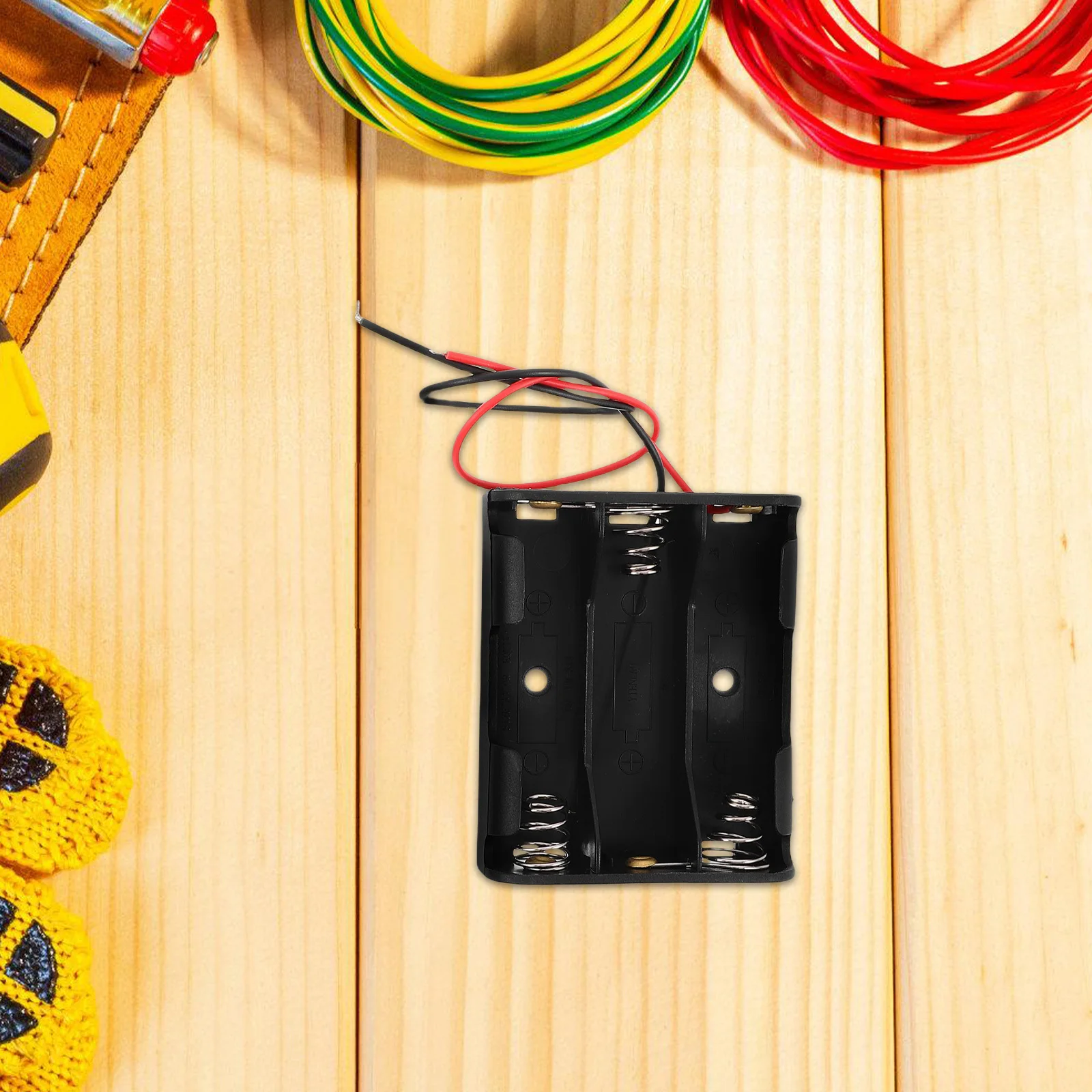 

5pcs Box 3 Slots Aa Storage Case For Rc Aa Holder With Leads Car Long Wire Leads Plastic Organizer Black