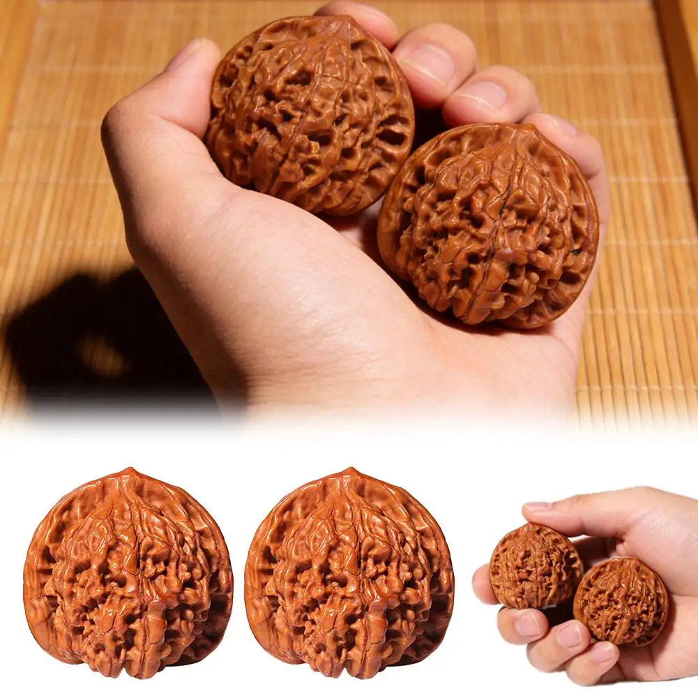 A Pair Chinese Traditional Natural Wenwan Walnuts High Polished Hand Massage Walnuts Stress Relief Daily Relaxation Collection