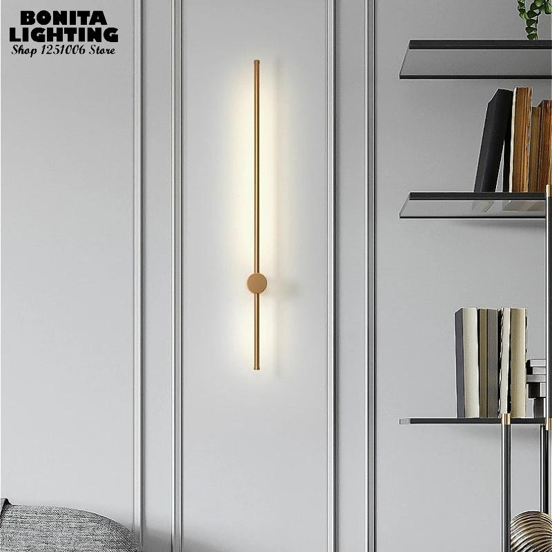 Remote Control Dimmable Wall Light, Plug-in Rotating LED Bar Lamp for Home Office Restaurant, Black/Gold/White, 60/80/100cm