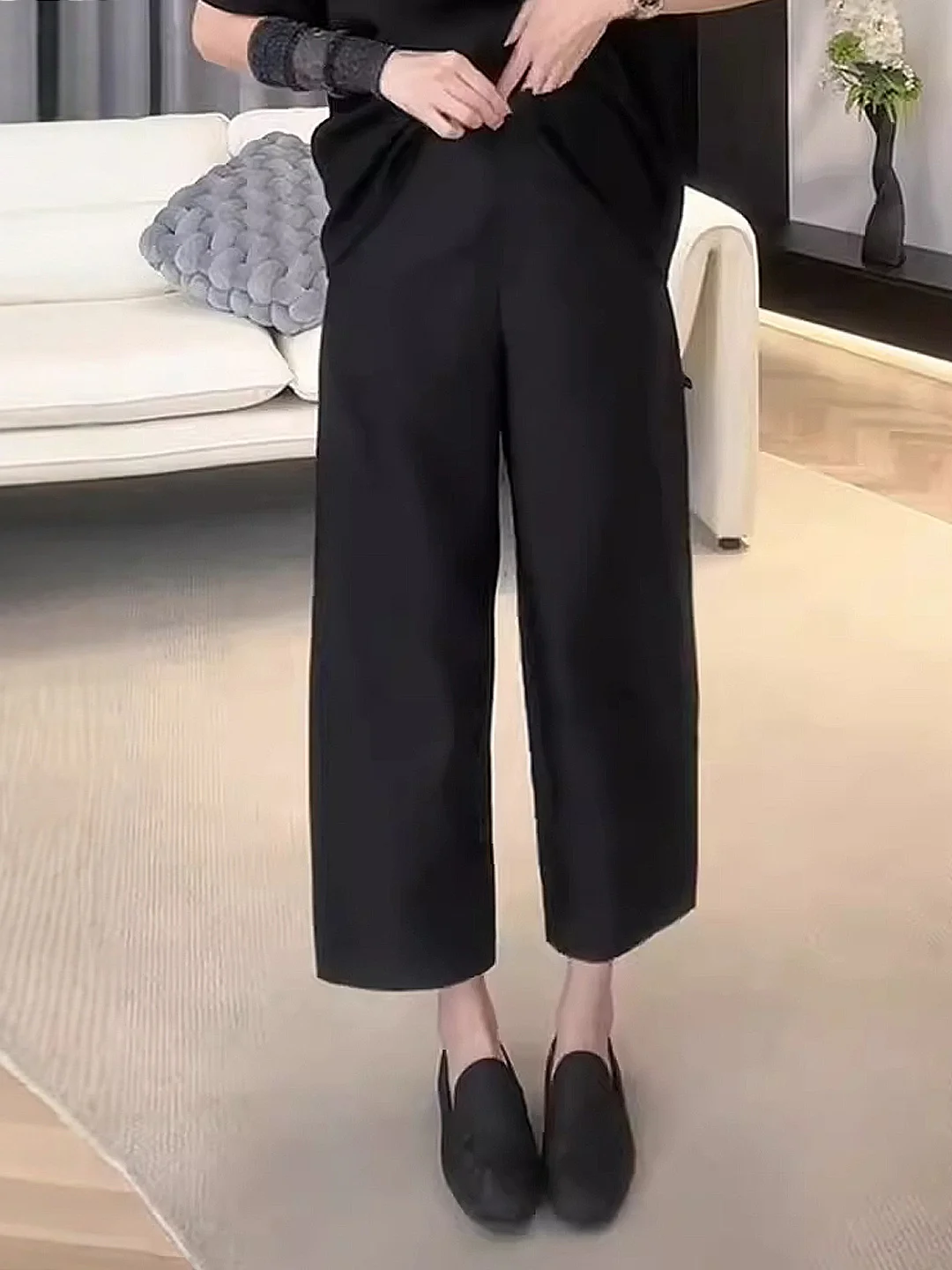 

Bla Satin Wide Leg Pants Women's Loose Fit Faionable Autumn New Sle Nine Points Straight Cut Trousers High Waist Korean...