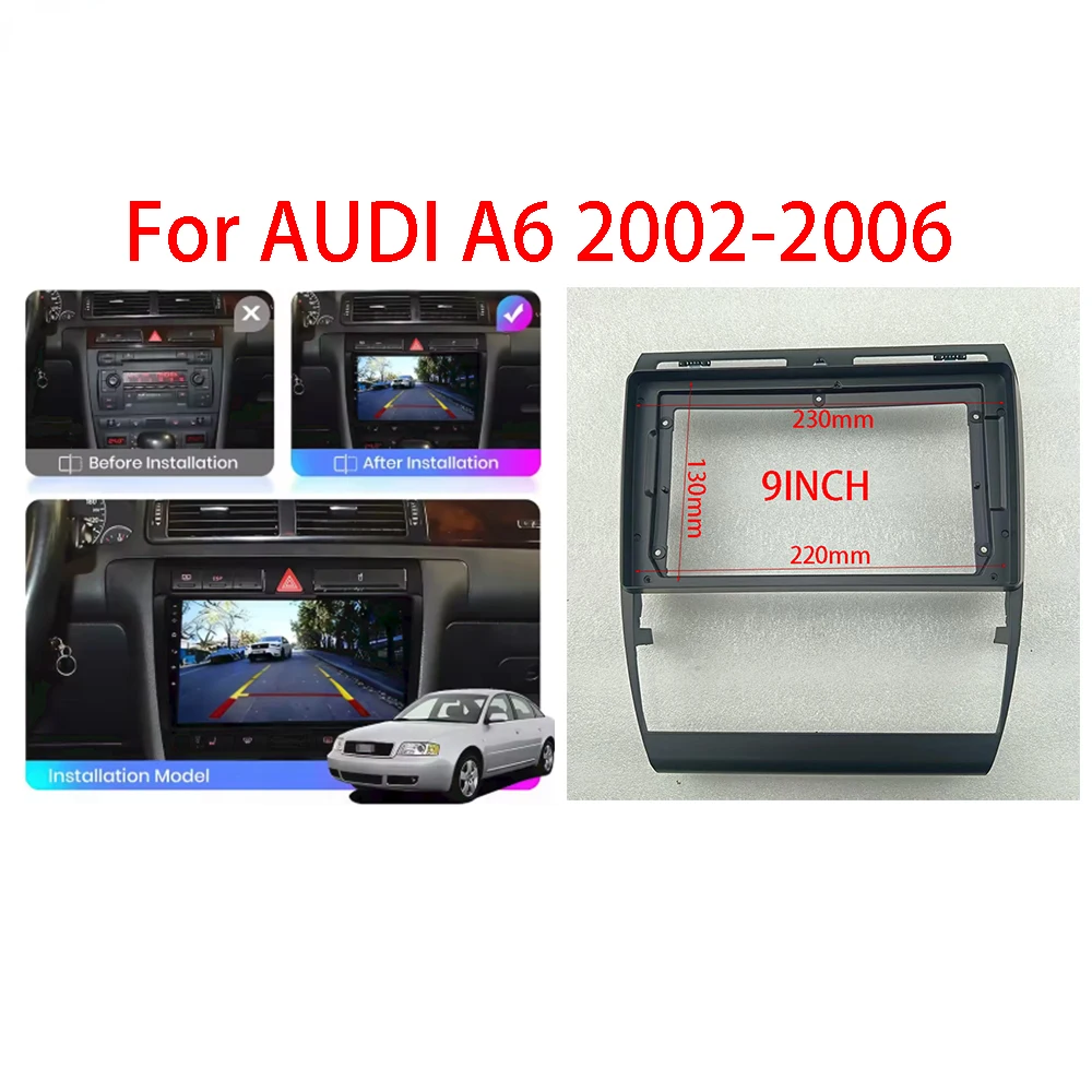 7/9 Inch Car Stereo Radio Fascia for Audi A6 C5 2002-2006 Dashboard Video DVD Player Panel Frame Mounting Trim